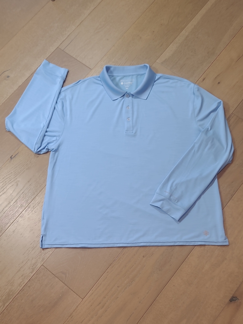 Coolibar Long Sleeve Shirt Men's XXL Lt Blue Long Sleeve UPF 50+ 1/4 Button Polo